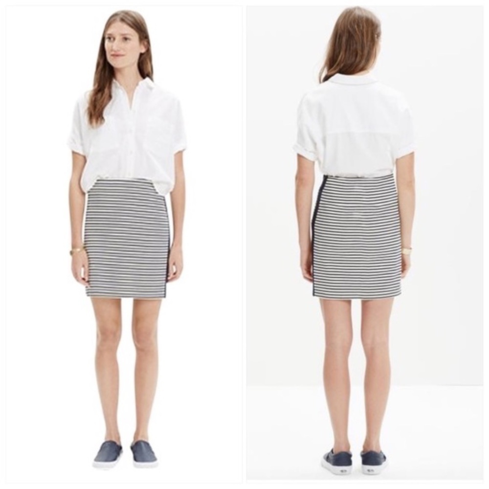 MADEWELL Eventide Blue White Stripe Side Zip Skirt